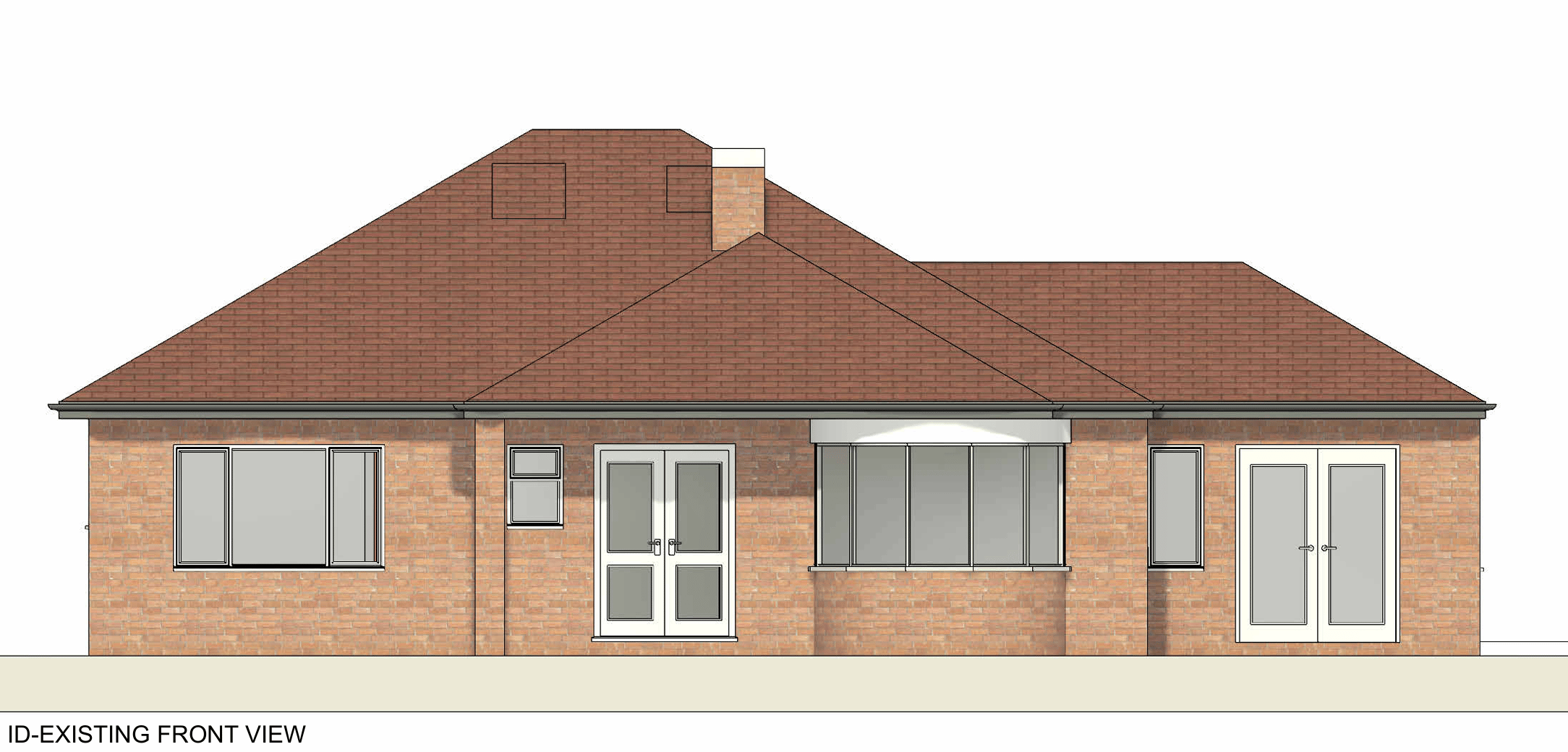 Visualisation — existing front view of the bungalow, Loft conversion, Fleckney
