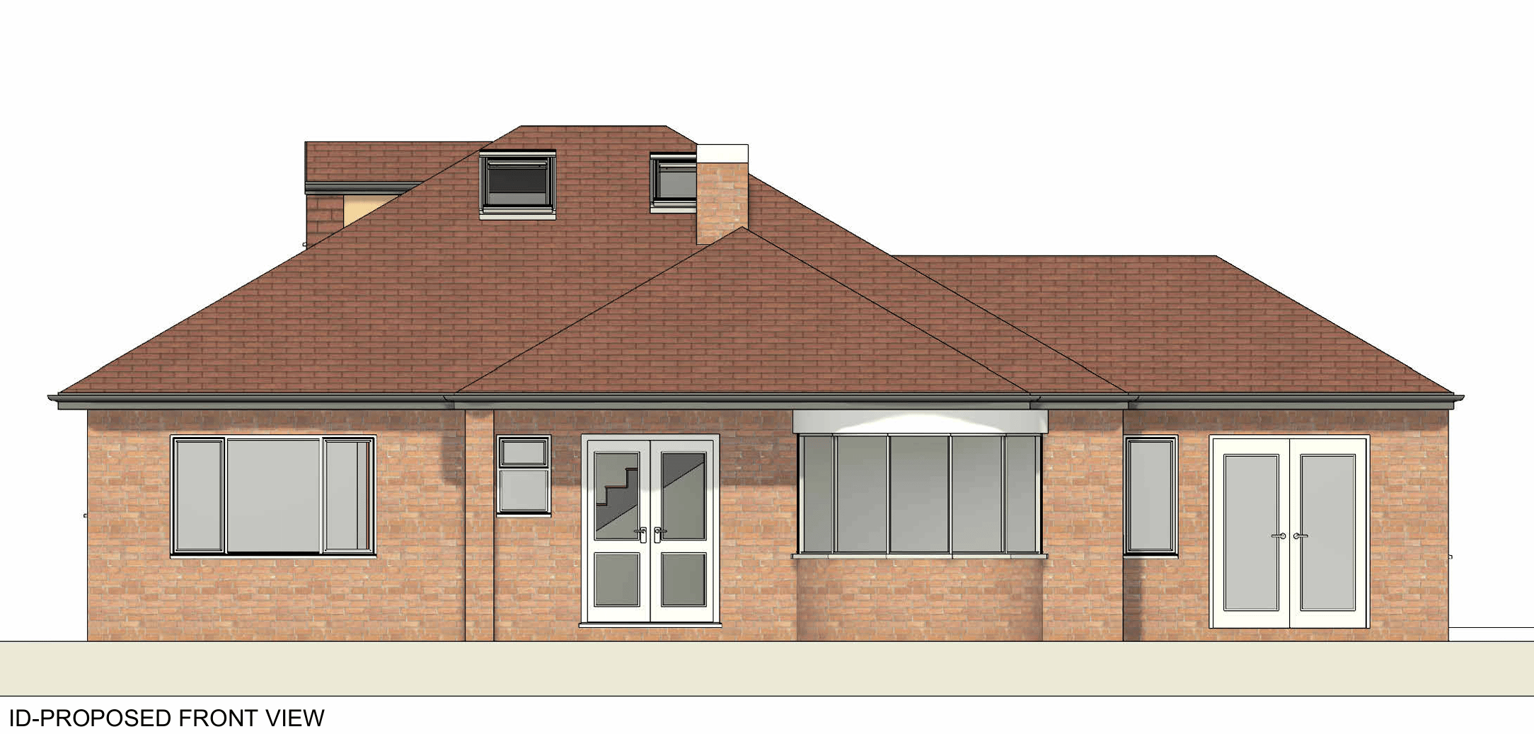 Visualisation — proposed front view with rooflights and dormer, Loft conversion, Fleckney