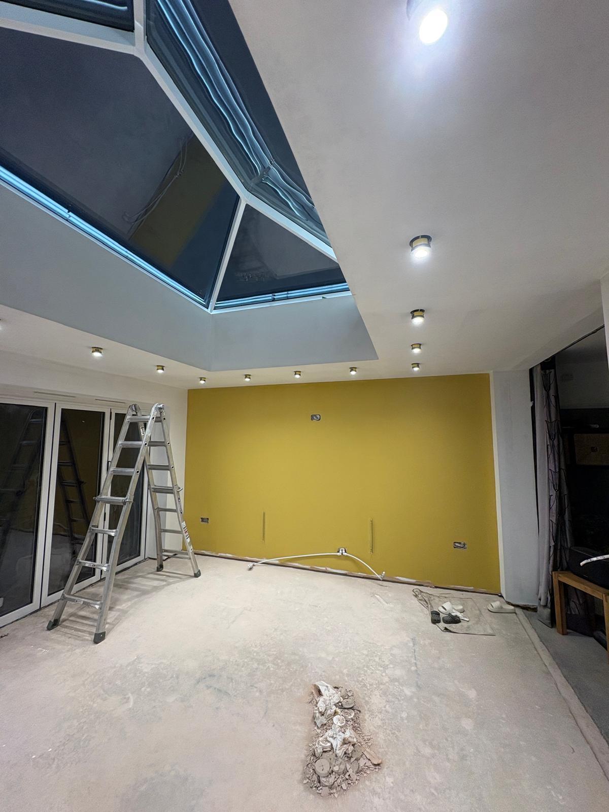 Work in progress — new kitchen and dining space beneath the roof lantern, 4m rear extension, Leicester